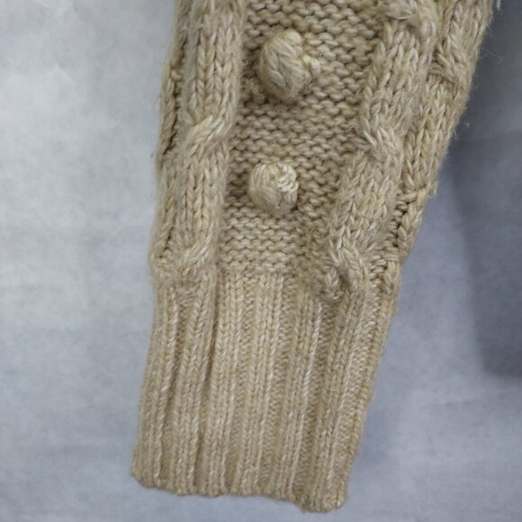 Cupcakes & Cashmere Turtleneck Women's Large Cable Knit Sweater Oatmeal Beige - Picture 4 of 10